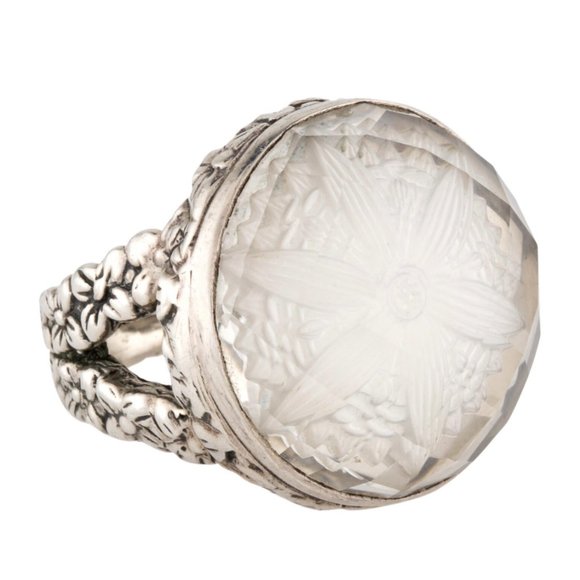 Stephen Dweck Jewelry - STEPHEN DWECK STERLING SILVER QUARTZ FLOWER COCKTAIL RING